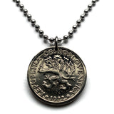 1922 Czechoslovakia 1 Koruna coin pendant Czech lion Slovak shield double cross Prague Bratislava Bohemia Moravia Charles Bridge Czech Silesia Praha Karlovy Vary Bojnice Cesky Krumlov Brno Plzen Kutna Hora n000180