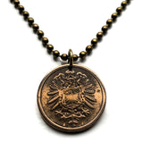 1876 Germany Deutschland 2 Pfennig coin pendant necklace jewelry German eagle Berlin Munich Cologne Frankfurt Hamburg Stuttgart Bavaria Düsseldorf Leipzig Dortmund Bremen Dresden Hanover Rothenburg Nuremberg n000943