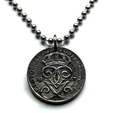 1948 Sweden Sverige 2 Ore coin pendant necklace jewelry Swedish 3 crowns initial G Tre Kroner Stockholm Gothenburg Malmö Svealand Norrland Uppsala Nordic Scandinavian Viking Norse Baltic n000126