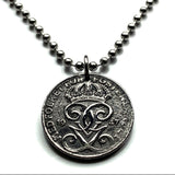 1948 Sweden Sverige 2 Ore coin pendant necklace jewelry Swedish 3 crowns initial G Tre Kroner Stockholm Gothenburg Malmö Svealand Norrland Uppsala Nordic Scandinavian Viking Norse Baltic n000126