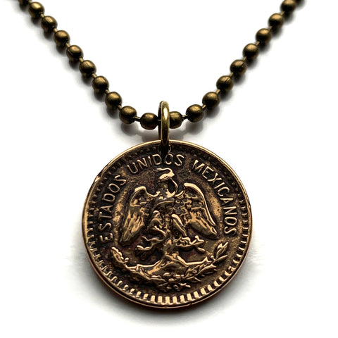 1948 Mexico 1 Centavo coin pendant necklace jewelry Mexican eagle Iztapalapa Ecatepec Guadalajara Puebla Juárez Tijuana León Monterrey Acapulco Yucatán Cancún Cuernavaca Oaxaca Jalisco Zapopan Toluca Chihuahua n000495