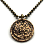 1948 Mexico 1 Centavo coin pendant necklace jewelry Mexican eagle Iztapalapa Ecatepec Guadalajara Puebla Juárez Tijuana León Monterrey Acapulco Yucatán Cancún Cuernavaca Oaxaca Jalisco Zapopan Toluca Chihuahua n000495