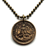 1948 Mexico 1 Centavo coin pendant necklace jewelry Mexican eagle Iztapalapa Ecatepec Guadalajara Puebla Juárez Tijuana León Monterrey Acapulco Yucatán Cancún Cuernavaca Oaxaca Jalisco Zapopan Toluca Chihuahua n000495
