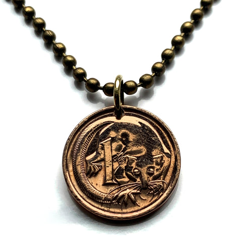 1981 Australia 1 Cent coin pendant necklace jewelry Feather-tailed Glider flying pygmy mouse Gliding Possum phalanger Sydney Queensland Victoria Canberra Brisbane Perth Gold Coast New South Wales Southern Cross n000077