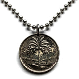 1975 Iraq 25 Fils coin pendant palm trees Baghdad Mosul Erbil Uruk Arab Kurds Persian Gulf middle east Tigris Euphrates Islam n002641