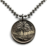 1975 Iraq 25 Fils coin pendant palm trees Baghdad Mosul Erbil Uruk Arab Kurds Persian Gulf middle east Tigris Euphrates Islam n002641