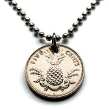 Bahamas Island 5 Cent coin pendant necklace jewelry Bahamian pineapple Nassau vacation Andros Exuma & Cays Junkanoo Rose Island Beach Rum Cay Paradise Island Pineapple Fest Gregory Town Blue Lagoon Island Lucayan n000116