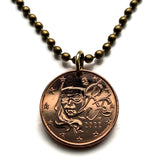2004 France 2 Euro Cent French coin pendant necklace jewelry Marianne Paris Lyon Marseille Lille Toulouse Bordeaux Nantes Strasbourg Montpellier Rennes Reims Avignon Le Havre Saint-Étienne Metz Dijon n000491