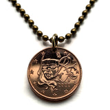 2004 France 2 Euro Cent French coin pendant necklace jewelry Marianne Paris Lyon Marseille Lille Toulouse Bordeaux Nantes Strasbourg Montpellier Rennes Reims Avignon Le Havre Saint-Étienne Metz Dijon n000491