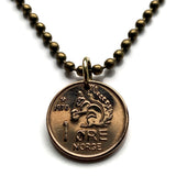 Norway Norge Noreg Norsk 1 Ore coin pendant necklace jewelry cute Norwegian squirrel nut acorn initial O V Oslo Bergen Stavanger Sandnes Nynorsk Bokmal Trondheim Drammen Kristiansand Alesund Bærum Scandinavia Nordic Vikings n000104