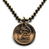 Norway Norge Noreg Norsk 1 Ore coin pendant necklace jewelry cute Norwegian squirrel nut acorn initial O V Oslo Bergen Stavanger Sandnes Nynorsk Bokmal Trondheim Drammen Kristiansand Alesund Bærum Scandinavia Nordic Vikings n000104
