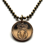 Norway Norge Noreg Norsk 1 Ore coin pendant necklace jewelry cute Norwegian squirrel nut acorn initial O V Oslo Bergen Stavanger Sandnes Nynorsk Bokmal Trondheim Drammen Kristiansand Alesund Bærum Scandinavia Nordic Vikings n000104