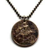 1920 France 5 Cent coin pendant French mother and child motherhood Paris Marseille Lyon Toulouse Bordeaux Metz Rennes Reims Avignon Saint-Étienne Le Havre Carcassonne Eiffel Tower Louvre Mont Saint-Michel Versailles Nantes  Nice Strasbourg Lille n000021