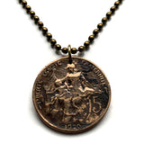 1920 France 5 Cent coin pendant French mother and child motherhood Paris Marseille Lyon Toulouse Bordeaux Metz Rennes Reims Avignon Saint-Étienne Le Havre Carcassonne Eiffel Tower Louvre Mont Saint-Michel Versailles Nantes  Nice Strasbourg Lille n000021