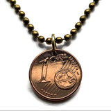 2012 France 1 Euro Cent coin pendant necklace jewelry French Lady Liberty Marianne Paris Lyon Marseille Lille Toulouse Bordeaux Nantes Strasbourg Montpellier Rennes Reims Avignon Le Havre Saint-Étienne n000645