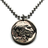 USA 5 Cent Buffalo Indian Head nickel coin pendant native American bison Chief Iron Tail New York Washington Nebraska n000563