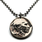 USA 5 Cent Buffalo Indian Head nickel coin pendant native American bison Chief Iron Tail New York Washington Nebraska n000563