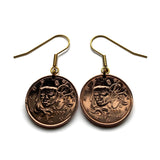 France 5 Euro Cent coin drop dangle earrings French jewelry Marianne Lady Liberty Paris Lyon Marseille Lille Toulouse Bordeaux Nantes Strasbourg Montpellier Rennes Reims Avignon Le Havre Saint-Etienne Metz Dijon e000688