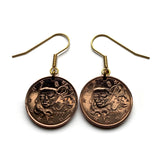 France 5 Euro Cent coin drop dangle earrings French jewelry Marianne Lady Liberty Paris Lyon Marseille Lille Toulouse Bordeaux Nantes Strasbourg Montpellier Rennes Reims Avignon Le Havre Saint-Etienne Metz Dijon e000688