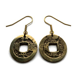 antique! 1742 Korea 1 Mun cash coin drop dangle earrings Yeopjeon Sangpyeong Tongbo Joseon Yi Dynasty Seoul Busan Incheon Daegu Daejeon Hangul Hanja Joseon Kingdom Goguryeo Baekje Silla Jeju Ho e000683