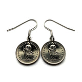 Schweiz Helvetia Confoederatio Helvetica 1/2 Franken Münze Ohrringe Schmuck Schweizer Kreuz Zürich Basel Genf Luzern Bern Winterthur Lausanne Lugano Biel/Bienne Thun Tessin Uri Alpen Jura Alphorn e000538