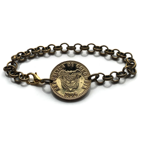 2006 Colombia 100 Pesos coin bracelet flags Andean condor Bogota Valle del Cauca Soledad Bello Ibague Villavicencio Pereira Armenia b000177