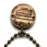 1973 USA Penny 1 Cent coin pendant Abraham Lincoln Memorial Honest Abe Kentucky Indiana Illinois Maryland Black Hawk War Stephenson n003934