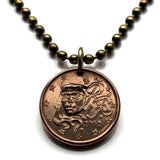 2012 France 1 Euro Cent coin pendant necklace jewelry French Lady Liberty Marianne Paris Lyon Marseille Lille Toulouse Bordeaux Nantes Strasbourg Montpellier Rennes Reims Avignon Le Havre Saint-Étienne n000645