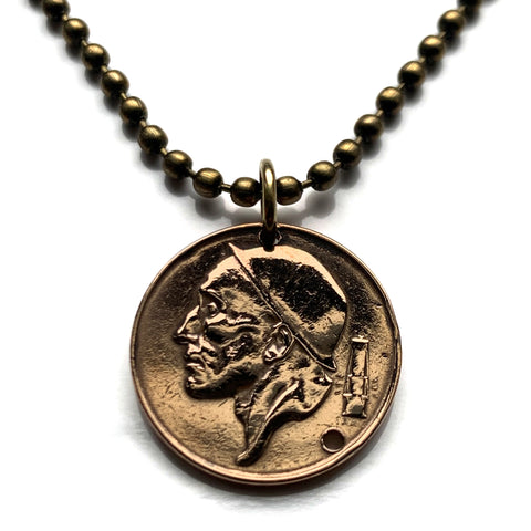 1953 Belgium Belgie Belgique 50 Cent coin pendant necklace The Miner Constantin Meunier Belgian painter sculptor modern art Etterbeek Brussels Charleroi M Museum Leuven Fin-de-Siècle Museum Bruges Antwerp Ghent Liège Namur Limbourg Mechelen n000303