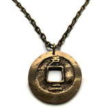 1679-1752 Korea 2 Mun cash coin pendant necklace Korean jewelry Hojo mint treasury Seoul Busan Incheon Daegu Daejeon Sang Pyong Tong Bo Hangul Hanja Joseon Kingdom Baekje Goguryeo Silla asian n002133