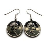 1986 Bermuda 25 Cents coin earrings Bermudian Longtail bird White-tailed Tropicbird pink sand beaches vacation Hamilton Paget Warwick Pembroke Sandys Smith's British West Indies St George's e000689