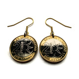 2016 Argentina 2 Pesos coin earrings Sol de Mayo Río de la Plata Buenos Aires Tucumán Salta San Juan Entre Ríos Puerto Madero Quilmes e000690