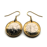 2016 Argentina 2 Pesos coin earrings Sol de Mayo Río de la Plata Buenos Aires Tucumán Salta San Juan Entre Ríos Puerto Madero Quilmes e000690