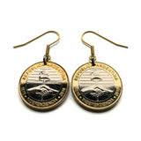 2016 Argentina 2 Pesos coin earrings Sol de Mayo Río de la Plata Buenos Aires Tucumán Salta San Juan Entre Ríos Puerto Madero Quilmes e000690