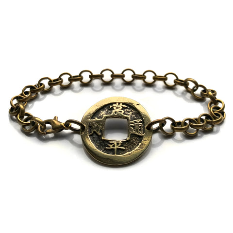 antique! 1742 Korea 1 Mun cash coin bracelet jewelry Yeopjeon Sangpyeong Tongbo Joseon Yi Dynasty Seoul Busan Incheon Daegu Daejeon Hangul Hanja Joseon Kingdom Goguryeo Baekje Silla Jeju Ho b000178