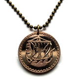 1963 Cyprus 5 Mils coin pendant Cypriot ancient galley ship naval battle Nicosia Limassol Strovolos Karavas Akamas Paralimni Kourion n000200