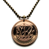 1963 Cyprus 5 Mils coin pendant Cypriot ancient galley ship naval battle Nicosia Limassol Strovolos Karavas Akamas Paralimni Kourion n000200