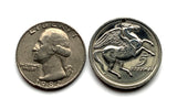 1973 Greece Hellas 5 Drachmai coin pendant Pegasus flying horse Phoenix Athens Thessaloniki Patras Mykonos Sparta Rhodes Corinth Larissa Santorini Corfu Crete Delphi Thebes Arcadia Argos Kos n001384