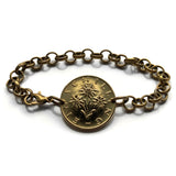 1988 Austria Österreich 1 Schilling coin bracelet Edelweiss flower Vienna Alpine plant daisy sunflower Salzburg Graz Linz Innsbruck Klagenfurt Villach Tyrol Styria Carinthia Sankt Pölten Wels b000025