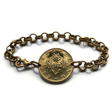 1988 Austria Österreich 1 Schilling coin bracelet Edelweiss flower Vienna Alpine plant daisy sunflower Salzburg Graz Linz Innsbruck Klagenfurt Villach Tyrol Styria Carinthia Sankt Pölten Wels b000025
