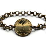 1988 Austria Österreich 1 Schilling coin bracelet Edelweiss flower Vienna Alpine plant daisy sunflower Salzburg Graz Linz Innsbruck Klagenfurt Villach Tyrol Styria Carinthia Sankt Pölten Wels b000025