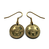 1940 Taiwan Republic of China Formosa 2 Fen coin earrings World War 2 era Kuomintang Blue Sky White Sun New Taipei Xinhai Revolution Hokkien Taichung Kaohsiung Banqiao Chinese shÃ­chen Tainan Hsinchu Keelung Chiayi e000691