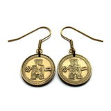 1940 Taiwan Republic of China Formosa 2 Fen coin earrings World War 2 era Kuomintang Blue Sky White Sun New Taipei Xinhai Revolution Hokkien Taichung Kaohsiung Banqiao Chinese shÃ­chen Tainan Hsinchu Keelung Chiayi e000691