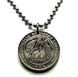 1996 Sierra Leone 100 Leones coin pendant cacao pods cocoa tree Freetown African flowering plants blossom flora n001247