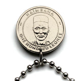 1996 Sierra Leone 100 Leones coin pendant cacao pods cocoa tree Freetown African flowering plants blossom flora n001247