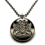 1966 Trinidad & Tobago 50 Cents coin pendant Scarlet Ibis Cocrico Hummingbirds Port of Spain Point Fortin Diego Martin Soca Rapso n001001