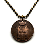 1851 Russian Empire 1 Kopeck coin pendant initial N H Nicholas I Moscow Saint Petersburg Kazan Ivanovo Volga Petergof Pyatigorsk n003927