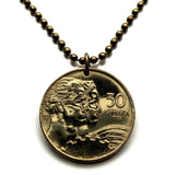 1955 Yugoslavia Jugoslavija 50 Dinara coin pendant necklace Socialist Federal Republic Communist Slovenia Macedonia Montenegro Croatia Serbia n000959