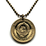 1955 Yugoslavia Jugoslavija 50 Dinara coin pendant necklace Socialist Federal Republic Communist Slovenia Macedonia Montenegro Croatia Serbia n000959
