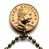 1958 Mexico 5 Centavos coin pendant necklace jewelry Mexican eagle Ecatepec Guadalajara Puebla Juárez Tijuana León Monterrey Acapulco Yucatán Cancún Cuernavaca Oaxaca Jalisco Zapopan Toluca Azteca Chihuahua n000463